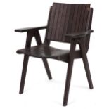 Autoban, stained teak slice chair, 81cm high