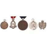 Boxed silver poultry medal and other medals and badges including a St Marylebone infirmary for Hilda