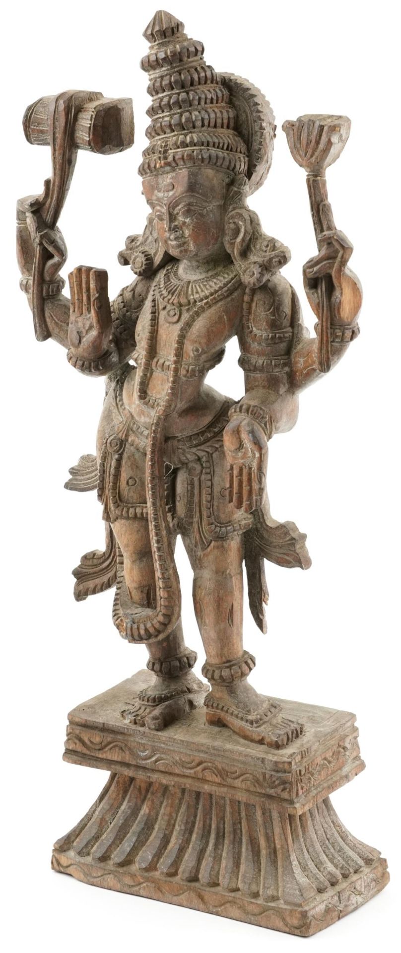 Large wooden carved Balinese figure of a god, 55cm high