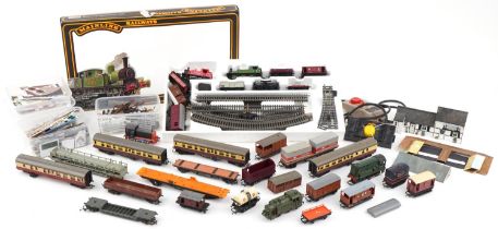 Model railway locomotives, carriages and accessories including OO gauge Mainline LNER Branch Line