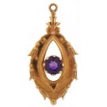 9ct gold amethyst solitaire pendant, 2.6cm high, 1.4g