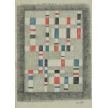 Style of Burgoyne Diller - Geometric abstract composition, pencil and coloured crayon on paper,