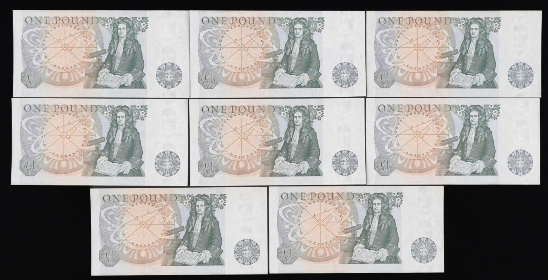 Eight Elizabeth II Bank of England one pound notes with consecutive serial numbers, Chief Cashier - Bild 4 aus 6