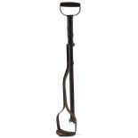 Military interest stirrup pump with Hill Patent plaque and wooden handle, 72.5cm high
