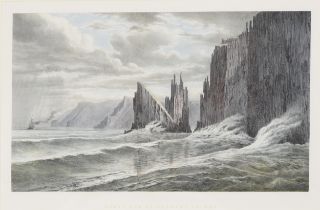 Eugene Von Guerard - South East of Tasman's Island, Australia, 19th century coloured lithograph,