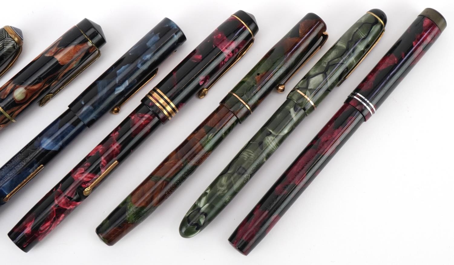 Vintage marbleised fountain pens including Blackbird and Swan - Image 3 of 6