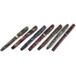 Vintage marbleised fountain pens including Blackbird and Swan