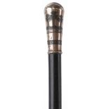 Middle Eastern ebony silver topped walking stick with view of the Nile, 90cm in length