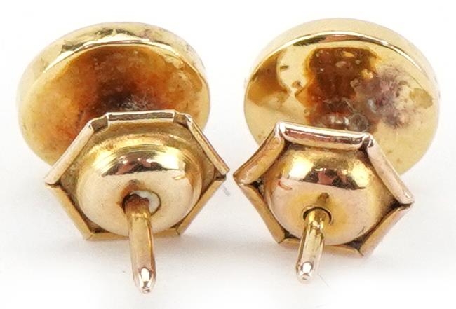 Pair of 9ct gold white sapphire solitaire stud earrings, each 7.5mm in diameter, total 1.9g - Image 2 of 2