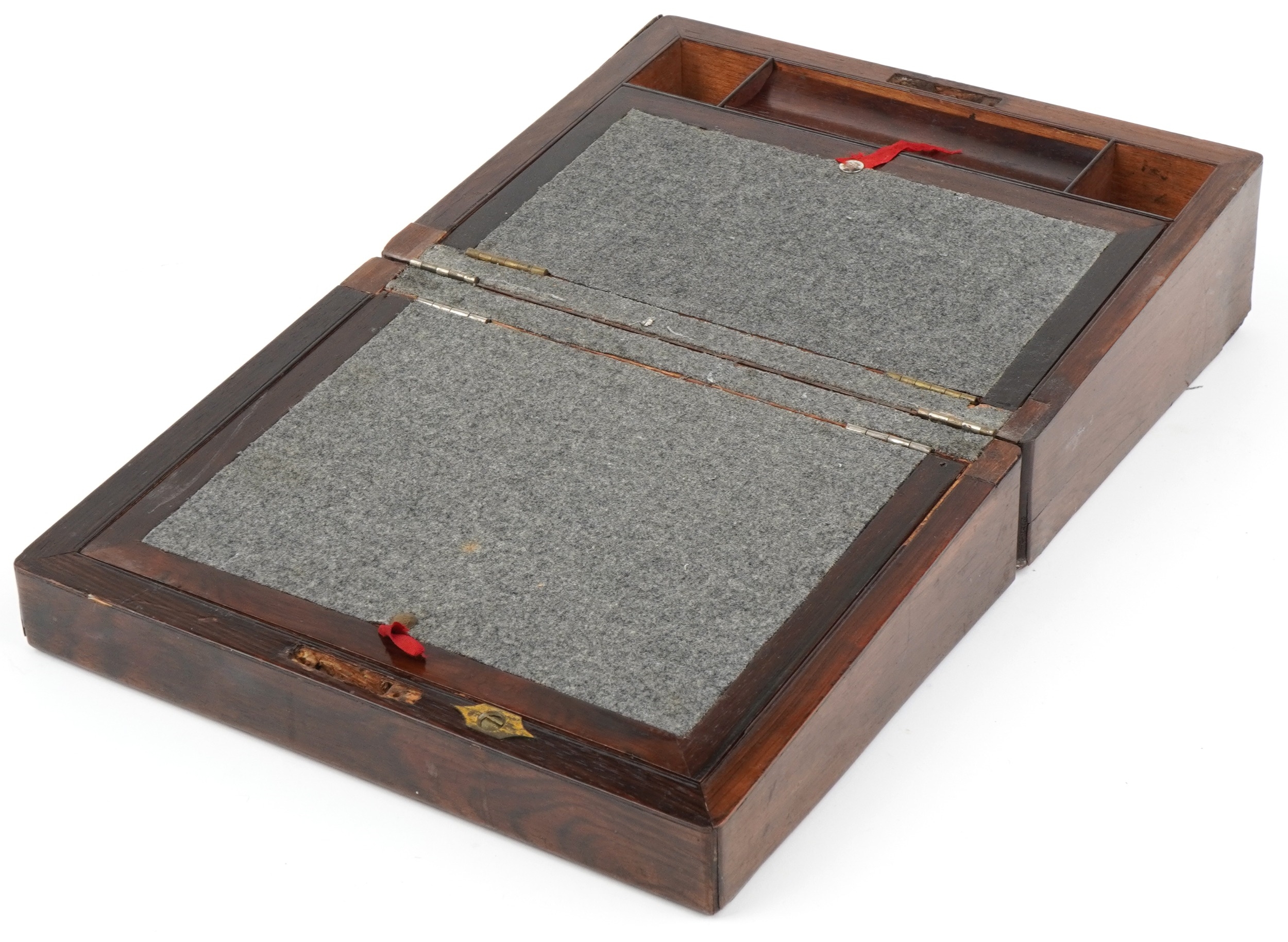 Victorian rosewood writing slope with fitted interior, 12.5cm H x 30cm W x 22.5cm D - Image 3 of 5