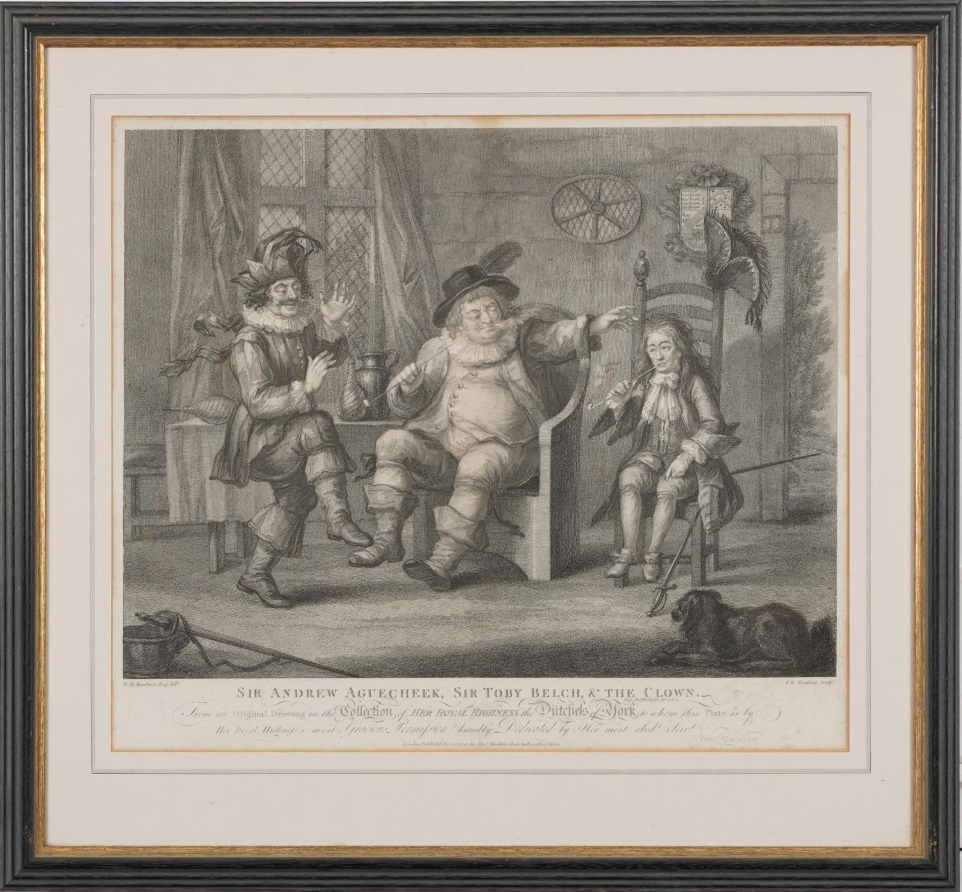 W H Bunbury Esq. - Sir Andrew Aguecheek, Sir Toby Belch and The Clown, black and white print, - Image 2 of 4