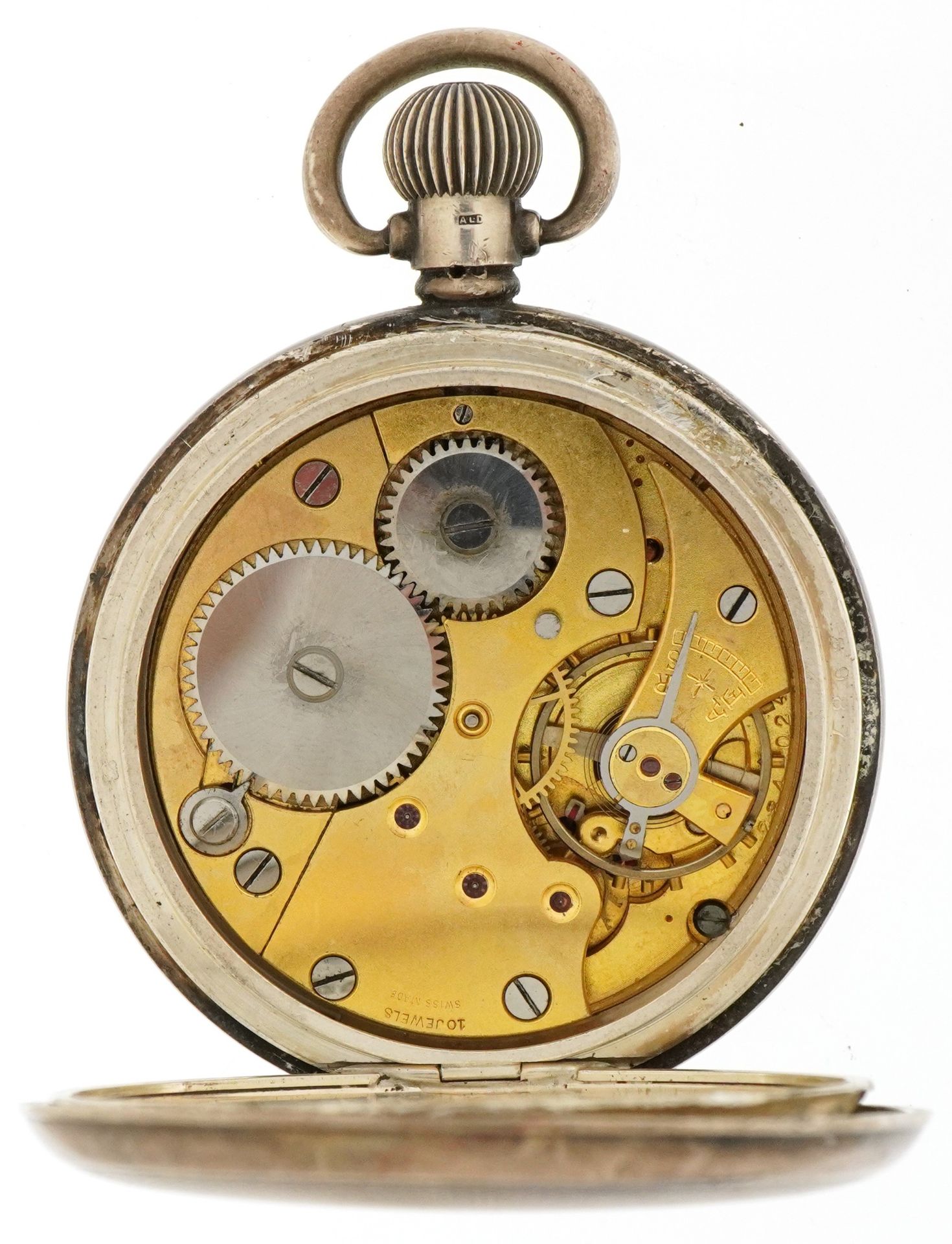 H Samuel, George V gentlemen's silver Acme Lever open face keyless pocket watch having enamelled and - Image 4 of 8