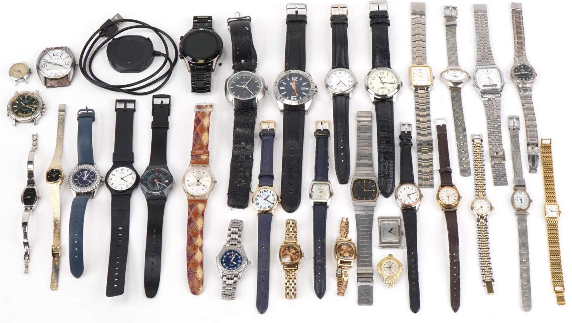 Vintage and later ladies and gentlemen's wristwatches including Smart sports watch, Swatch, Casio,