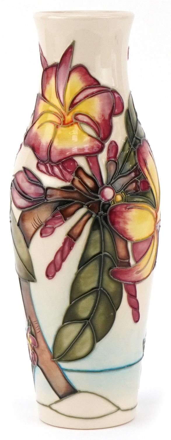 Moorcroft pottery vase hand painted and tubelined in the the Frangipani Plumeria pattern, - Image 2 of 3