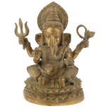 Indian patinated bronze deity of goddess Ganesh, 23cm high