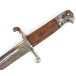 Victorian British military 1856/58 pattern Yataghan bayonet with wooden grip and steel blade, the