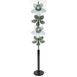 Contemporary brass and black metal naturalistic flower head design four branch standard lamp,