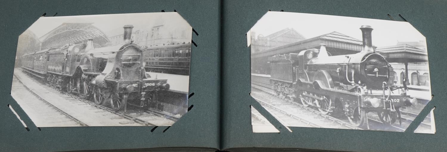 Railway items including postcards of trains arranged in two albums, British Railways torch and a - Image 5 of 15