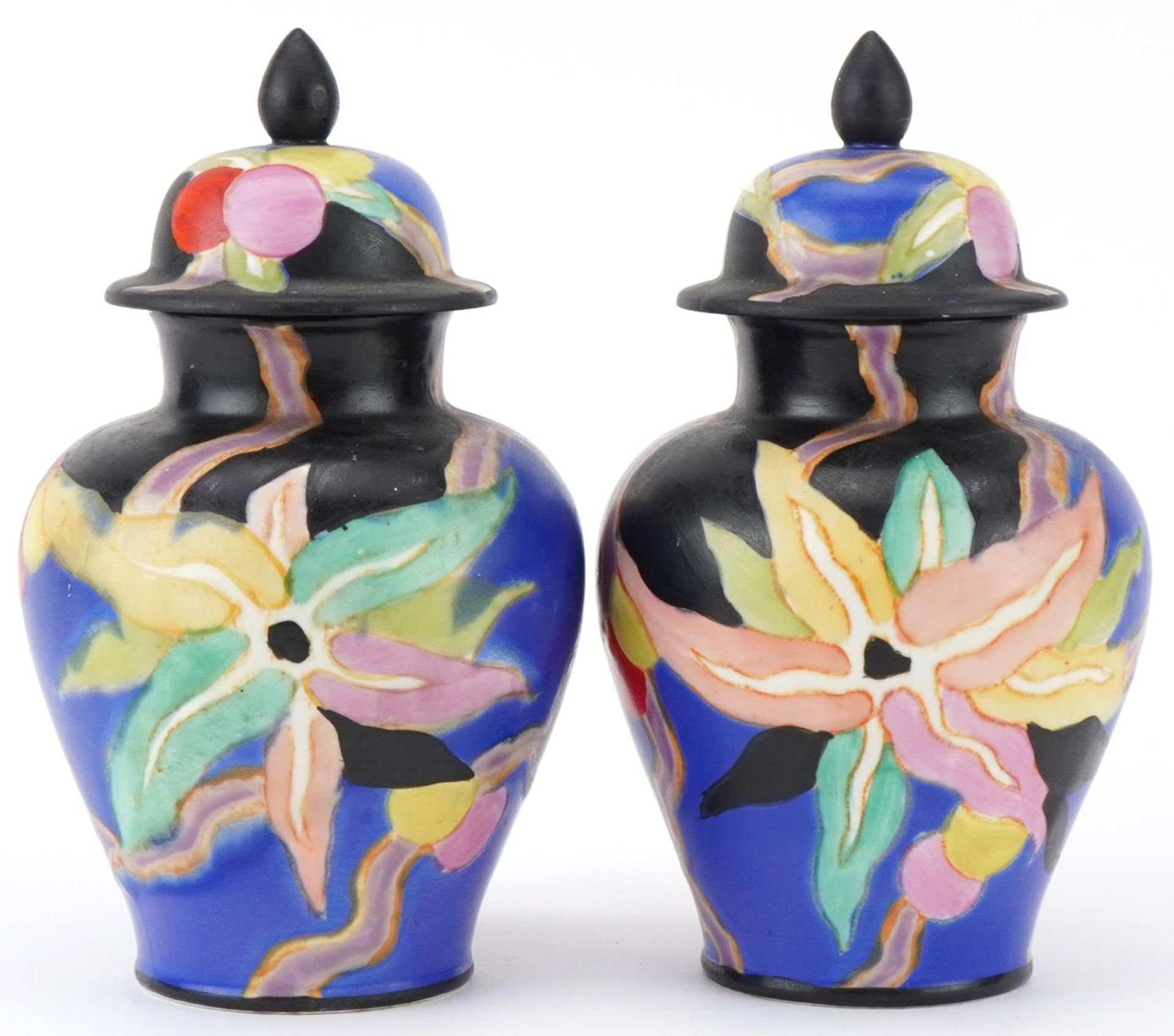 Pair of Carlton Ware hand painted Handcraft ginger jars and covers, paper label to base, each 20cm - Bild 2 aus 5