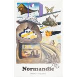 Vintage French Railways Normandy travel poster designed by Salvador Dali printed in France, for