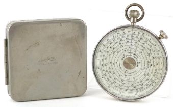 Fowler & Company circular calculator, Manchester, England, 7cm in diameter excluding the case