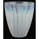 R Lalique opalescent Chamonix vase, etched R Lalique to the base, 15.5 cm high