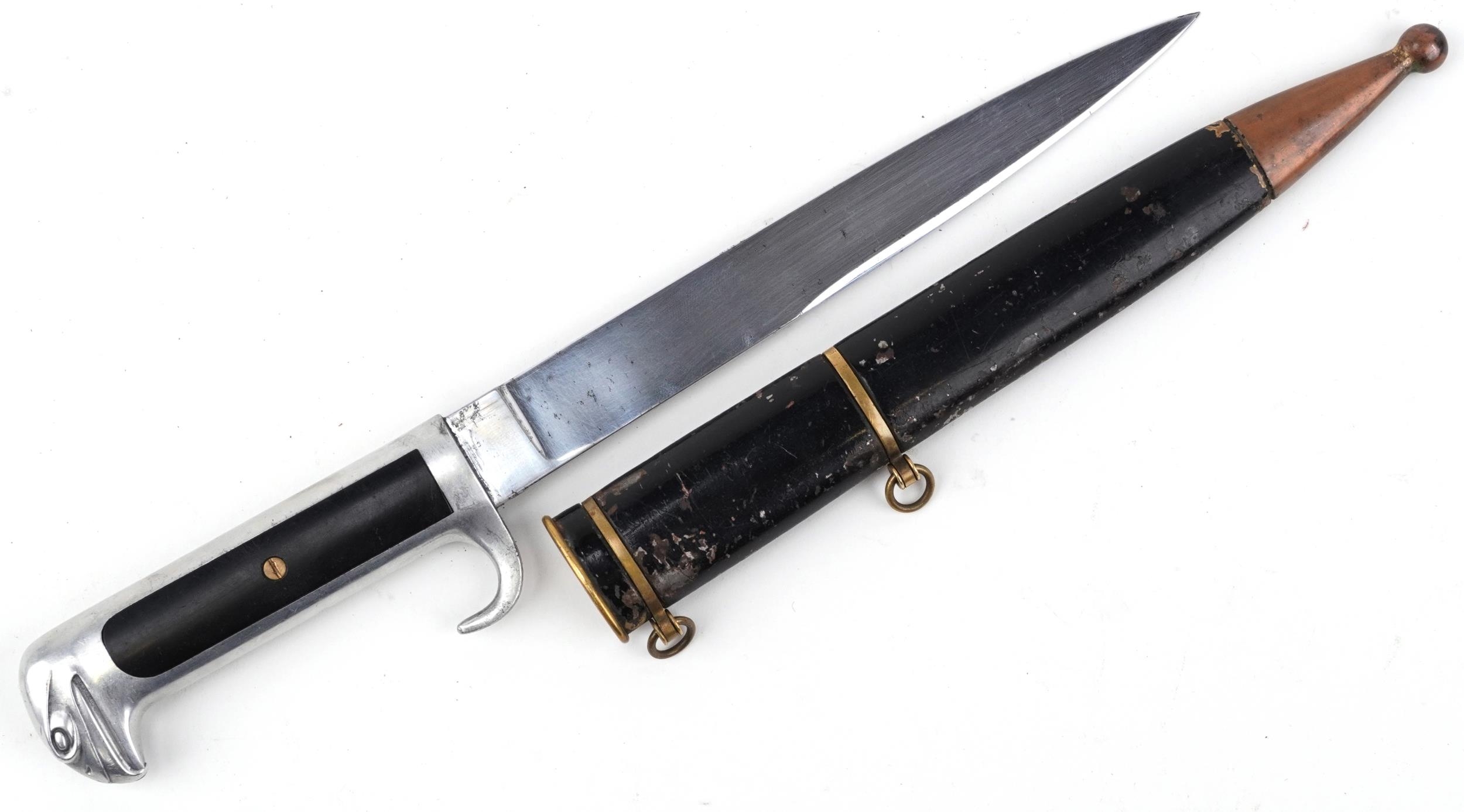 Italian military interest leader's NVSN dagger with scabbard and steel blade, 34.5cm in length - Image 2 of 2