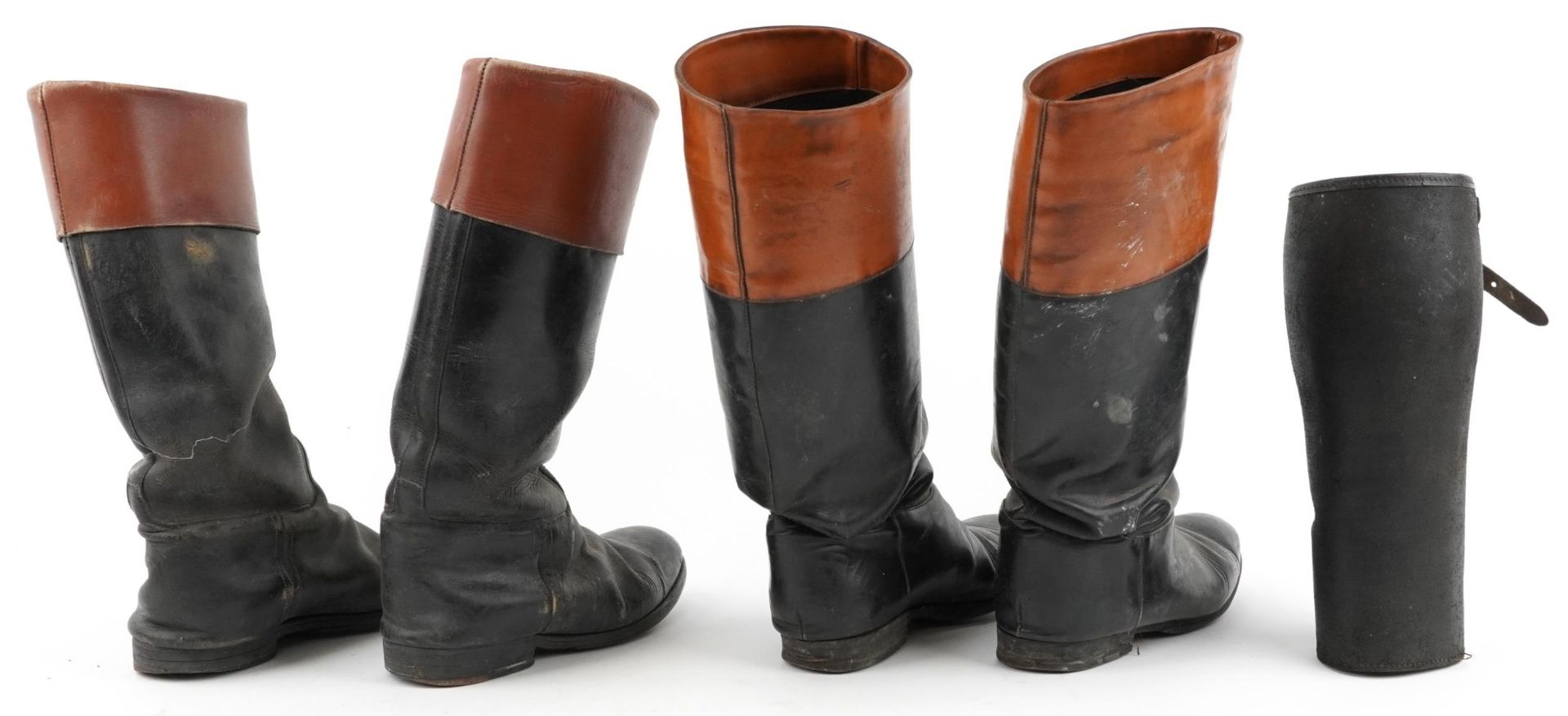 Two pairs of military interest leather boots and galoshes, possibly size 6 - Image 3 of 8