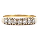 Unmarked gold diamond half eternity ring, total diamond weight approximately 0.50 carat, size S/T,