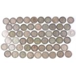 One shilling coins including pre 1947