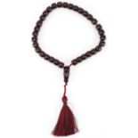 Turkish cherry amber coloured Tasbih prayer bead necklace, 48cm in length, 100.5g