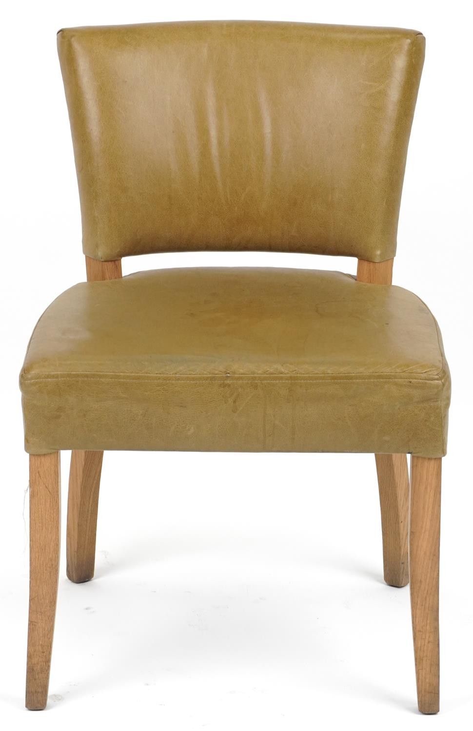 Wych Wood Design, contemporary light oak chair with green leather upholstery, 87cm high - Image 2 of 4