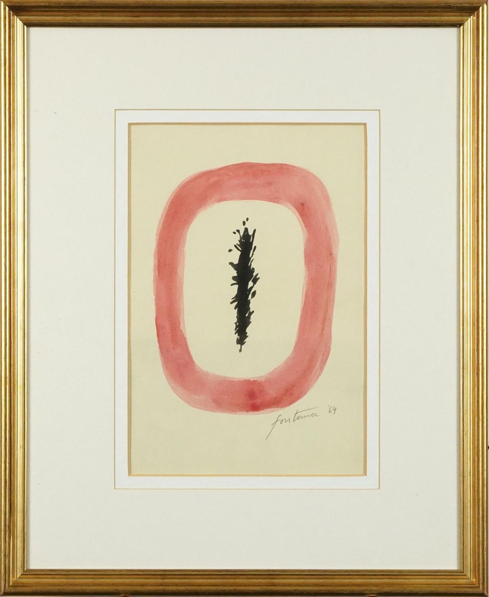 Follower of Lucio Fontana - Concetto Spaziale 64, watercolour and ink on paper, mounted and - Bild 2 aus 5