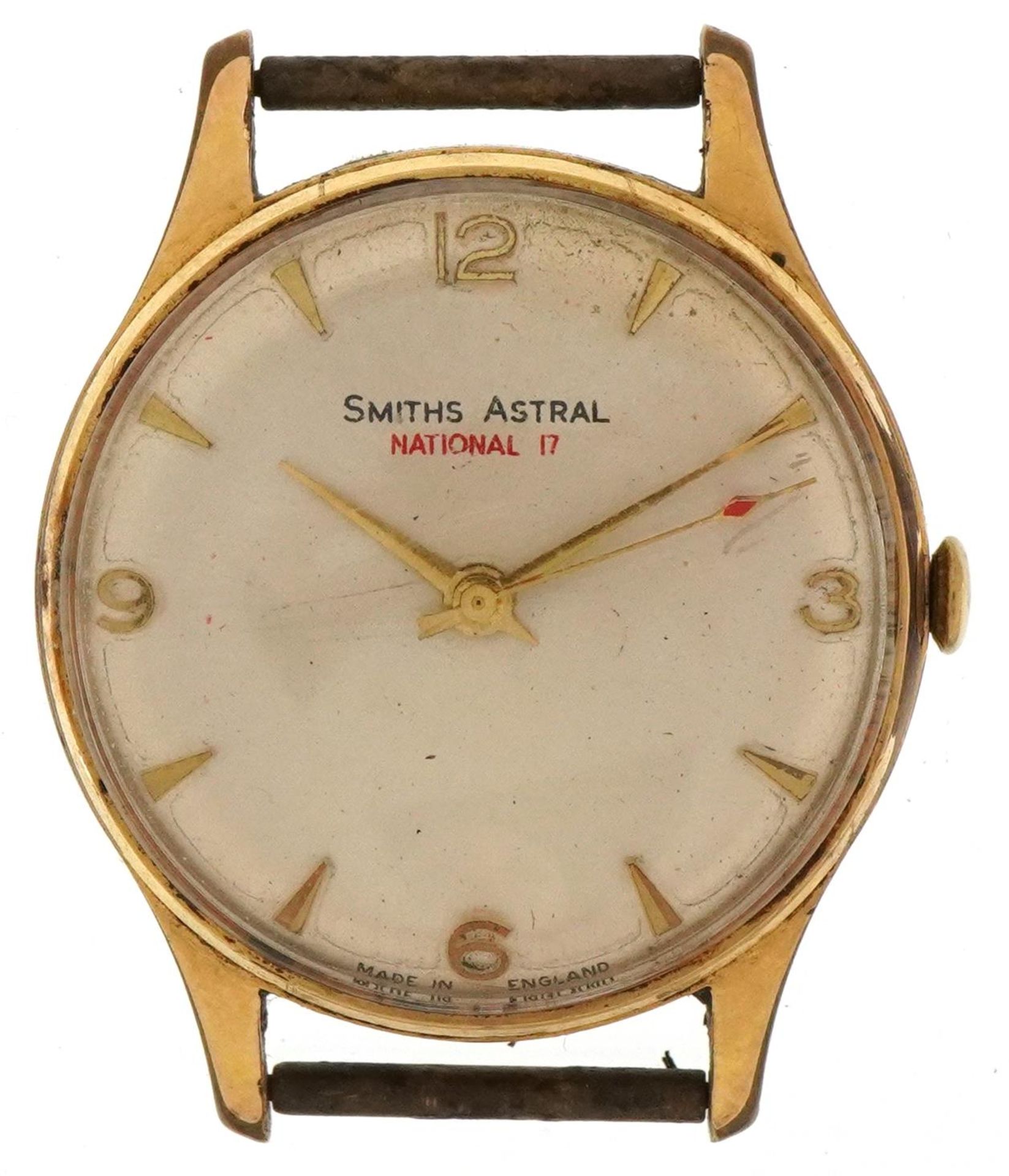 Smiths, gentlemen's Smiths Astral National 17 manual wind wristwatch having silvered dial with