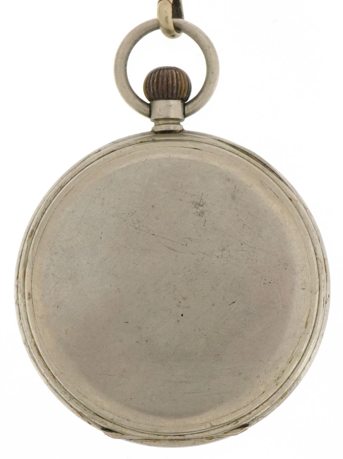 H White & Co Ltd, gentlemen's white metal open face keyless pocket watch having enamelled and - Image 3 of 5