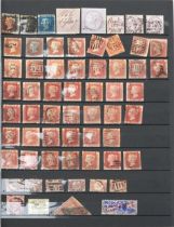 Stock book album of stamps with Victorian Penny Reds, Two Penny Blues, Penny Blacks and later