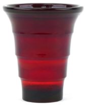 Swedish J Wuidart & Co London ruby glass vase, 18cm high