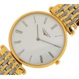 Longines, gentlemen's gold plated La Grand Classique de Longines quartz wristwatch with box and