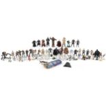 Large selection of Star Wars figures including Chewbacca and Darth Vader, the largest 14cm high