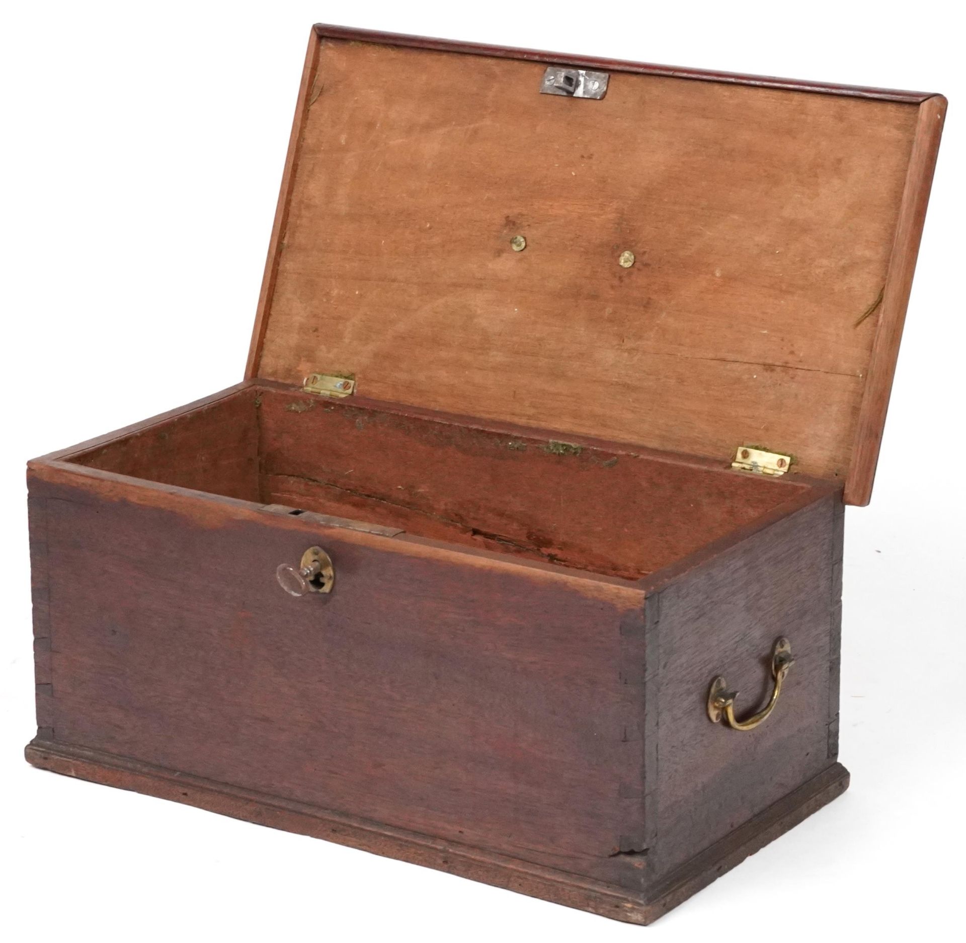 Victorian oak scroll box with brass handles, 24cm H x 50cm W x 27cm D - Bild 3 aus 4