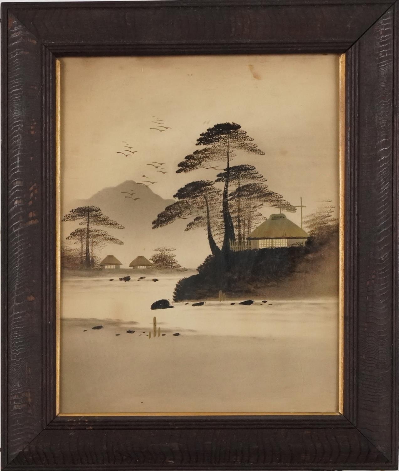 Mount Fujiyama six Japanese watercolours heightened in gilt, each framed and glazed, the largest - Bild 12 aus 19