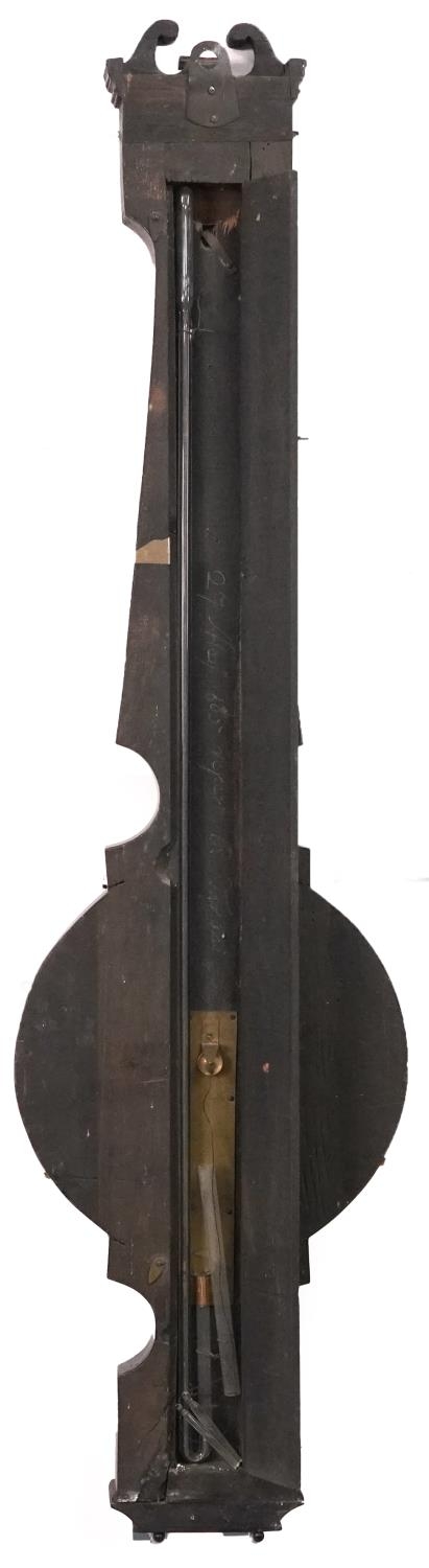 19th century rosewood wall barometer thermometer with silvered dials, one inscribed Burt Court C, - Image 6 of 6