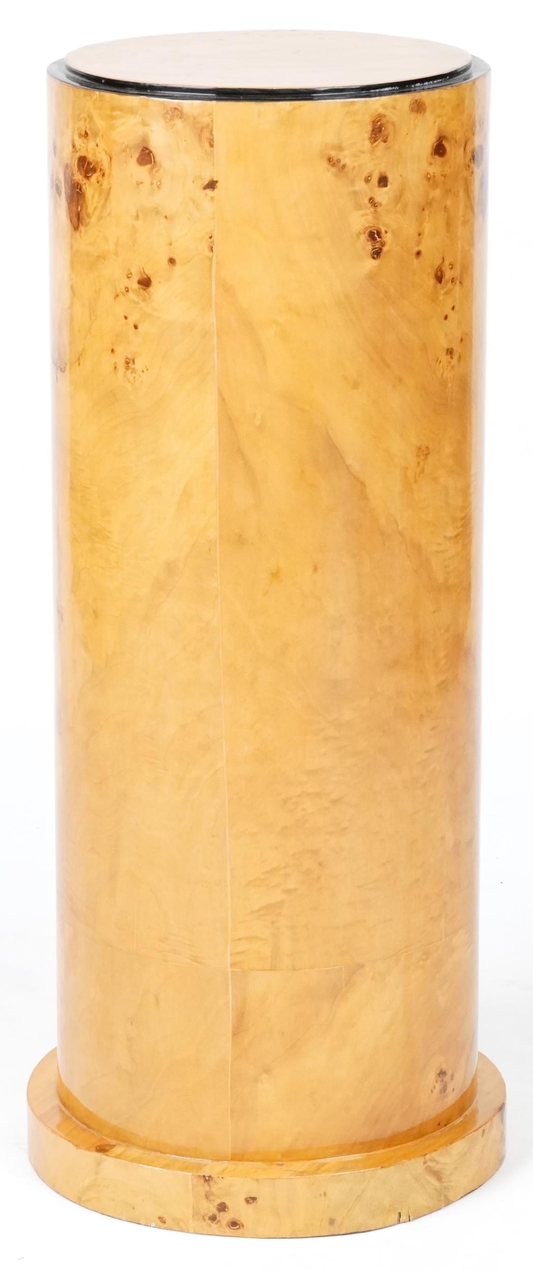 Art Deco style bird's eye maple effect cylindrical column, 80cm high x 30cm in diameter - Image 3 of 3