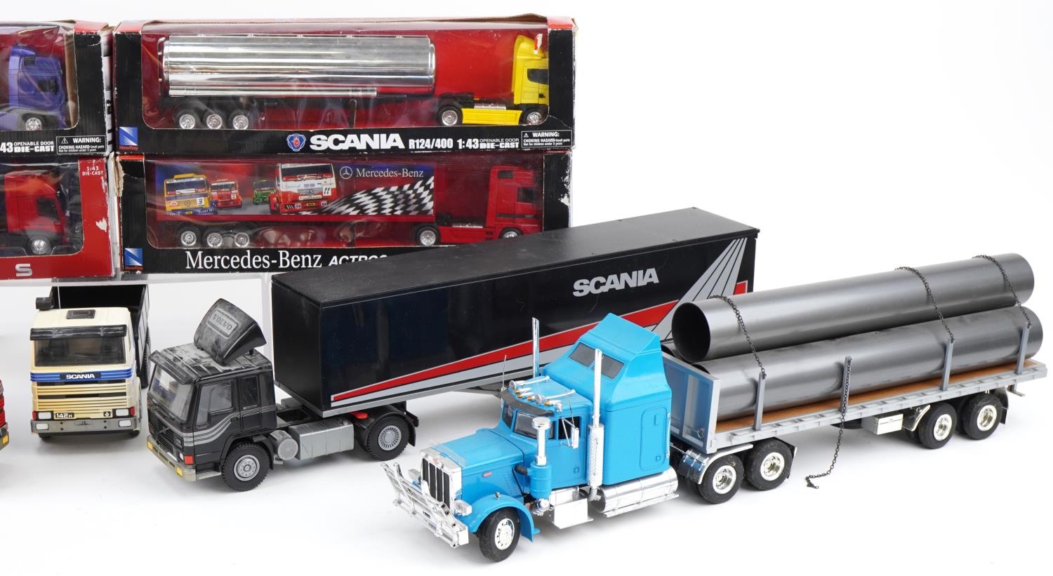 Collection of model articulated lorries, some with boxes including NewRay Mercedes Benz Iveco, - Image 3 of 3