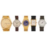 Five vintage and later ladies and gentlemen's wristwatches including Seiko 5 automatic, J W