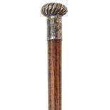 A & J Zimmerman Ltd, Victorian hardwood silver topped walking stick, A & J Z Birmingham 1889, 77cm