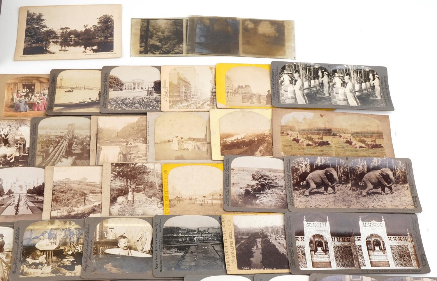 Selection of stereoscopic view cards, some American, including car manufacturing, Europe cards, - Bild 3 aus 7