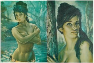 Asian Beauties, pair of contemporary prints in contemporary gilt frames, each 60cm x 44cm