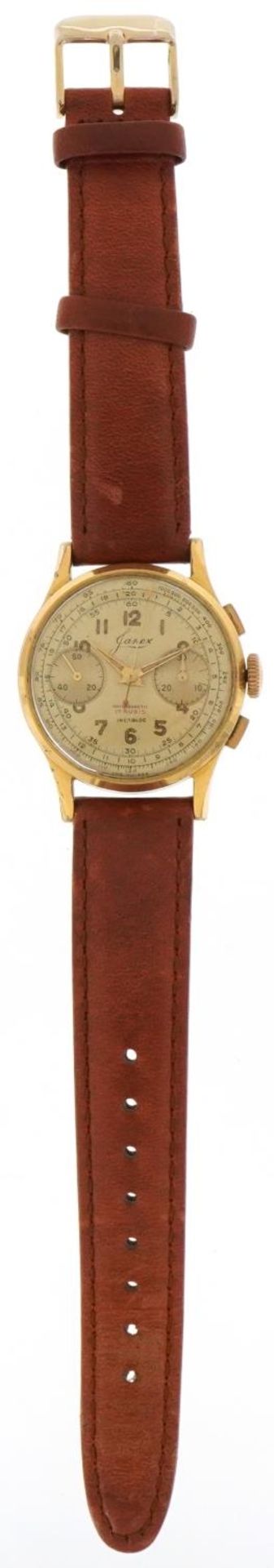 Janex, gentlemen's manual wind chronograph wristwatch having champagne and subsidiary dials with - Bild 2 aus 5