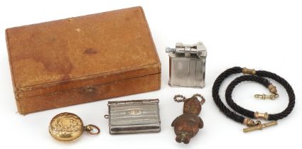 Victorian and later sundry items including a brass sovereign case, baby's rattle, Polo pocket